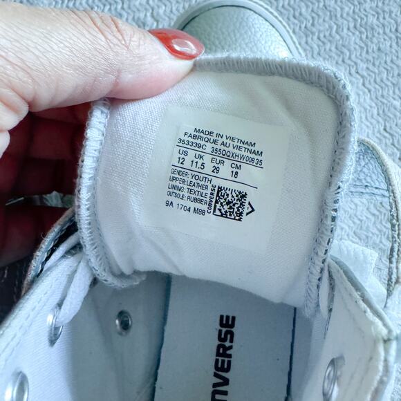 Converse Silver All Star Brea High Top Velcro Strap Sneakers Youth 12 - Picture 7 of 10